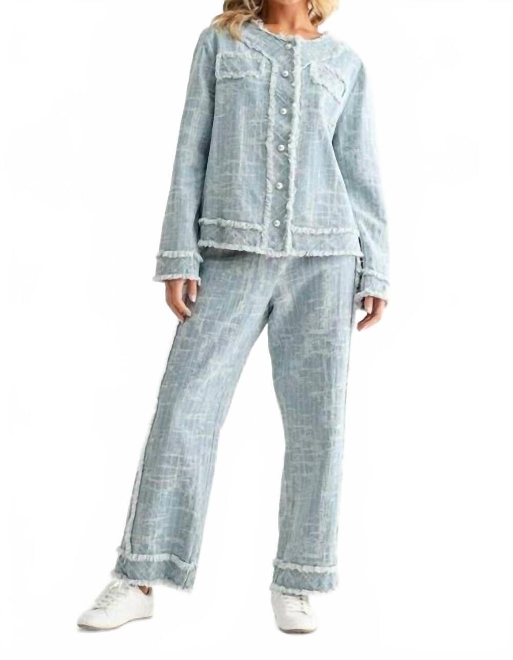 NEW JOH darla jacket and pant set in denim